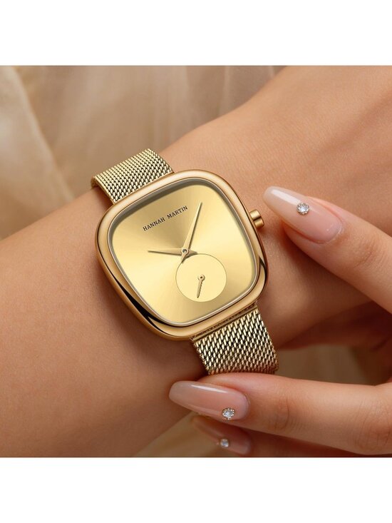 Women\'s Gold Analog Quartz Stainless Steel Vintage Rectangular Luxury Watch main image 4